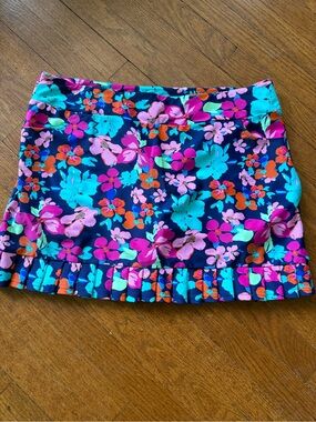 Aryeh Floral Mini Skort - Navy with Turquoise, Fuchsia & Orange